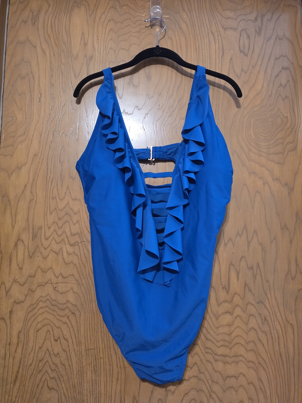 Blue Ruffle V-Neck Women's Bathingsuit